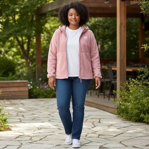 Reebok Mauve/Dusty Rose Full Zip Fleece Hoodie Jacket Size XL Athleasure